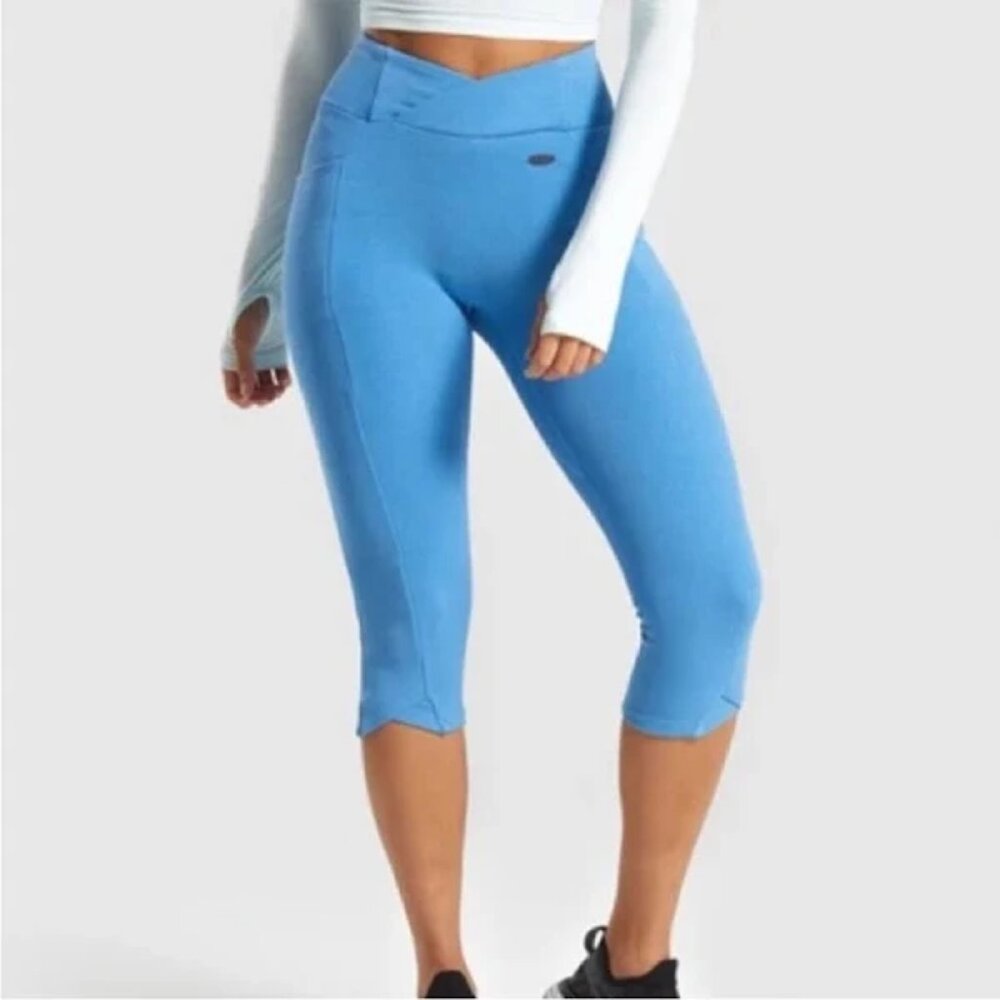 Gymshark Malibu Blue Cropped Cross-Waist Leggings XS NWT | Never Worn